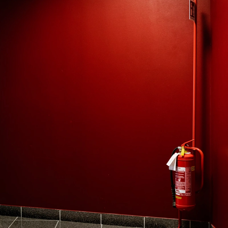 red background fire extinguisher