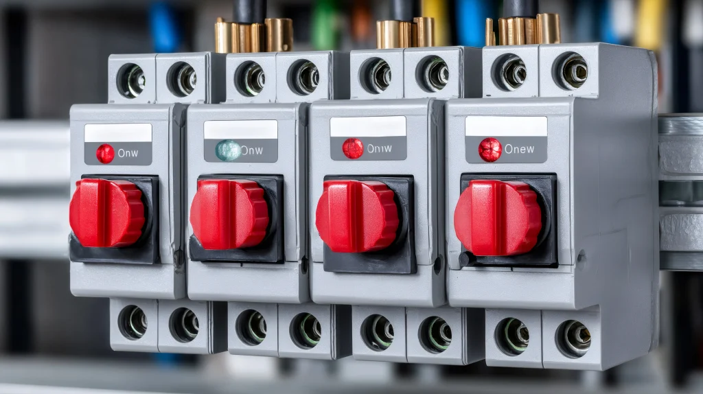 red rotary cam switches showing on position in electrical cabinet photo 1 red rotary cam switches showing on position in electrical cabinet photo 1